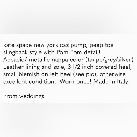 Kate Spade caz slingback, grey/silver heel A5 - Picture 11 of 11